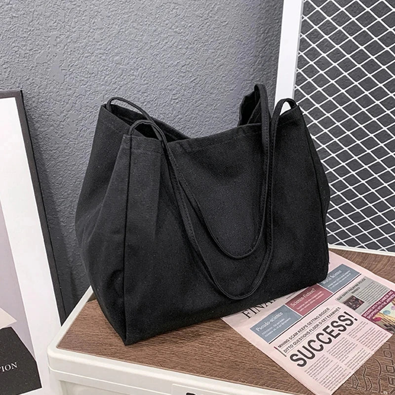 Large Capacity Canvas Shopper Tote Reusable For Women - Smarsty