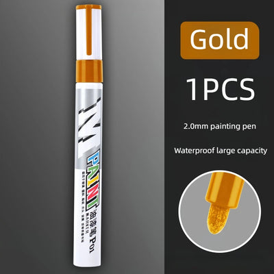 Car paint scratches repair brush pen waterproof water paint marker pen car tire tread care automotive  black white red silver - Smarsty