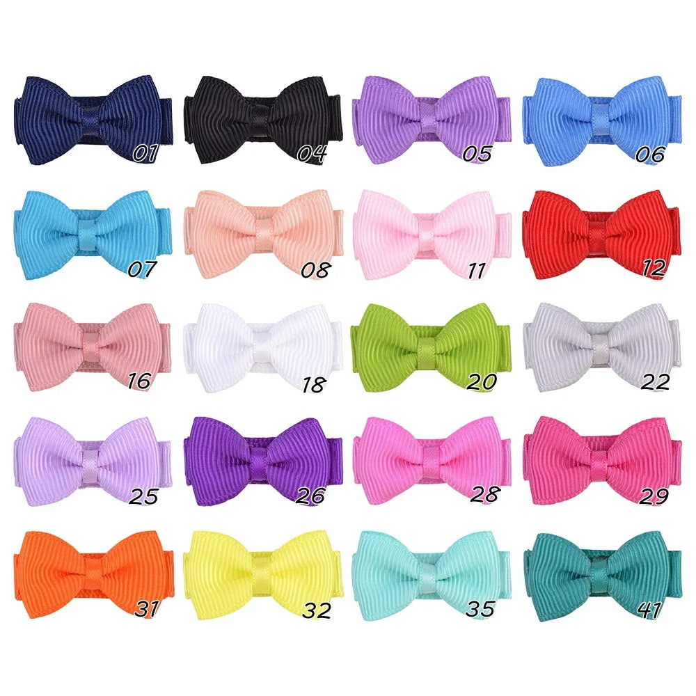 Mini Hair Bows Clip For Baby Girls Ribbon Covered Secure - Smarsty