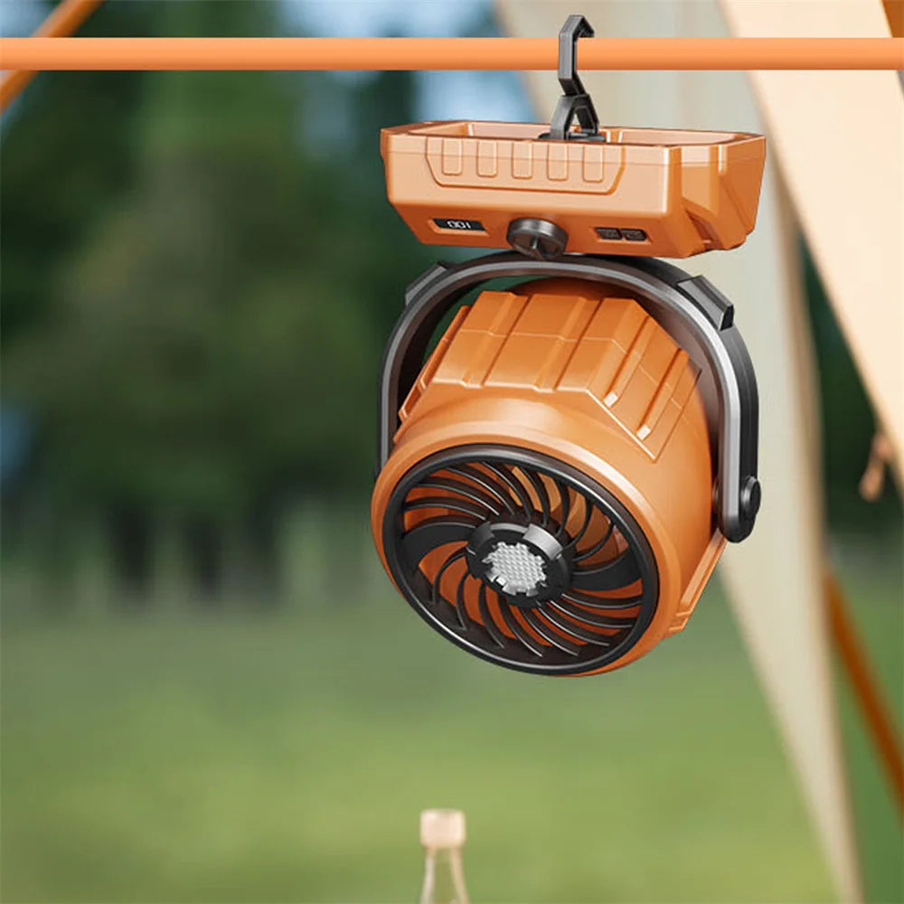 Camping Fan 20000mAh Rechargeable Portable Camping Circulator Fan Wireless Tent Ceiling Fan with LED Light and Hook