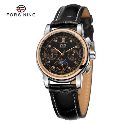 Luxury Women's Automatic Mechanical Wrist Watch with Diamond Moon Phase - Smarsty