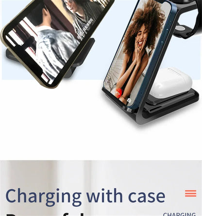 Three In One Wireless Charger Stand Fast Charging Dock - Smarsty