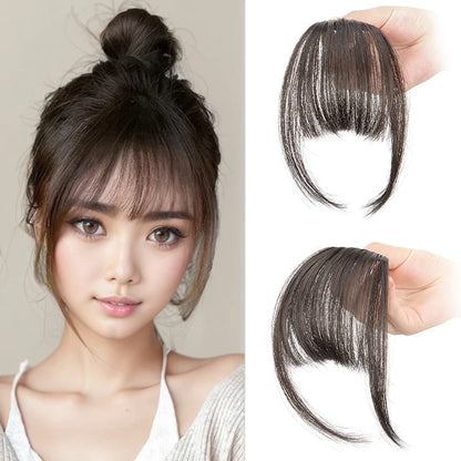 Synthetic Fake Invisible Air Bangs Hair Extension Front Fringes Hairpiece Black Brown Hair Accessories for Women - Smarsty