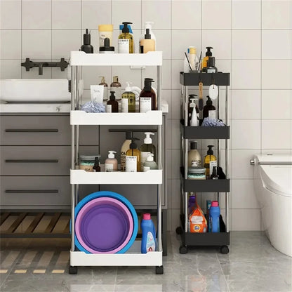 1pc 3/4 Tier Rolling Storage Cart High Capacity Storage Shelf Movable Gap Storage Rack Kitchen Bathroom And Livingroom Organizer
