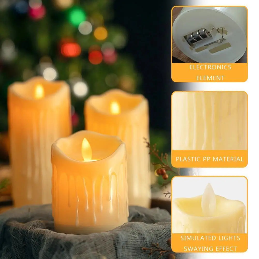 5cm Flameless LED Tealight Battery Operated Simulation Flickering Pillar Candles PP Candles Light Tear Shaped for Party Festive