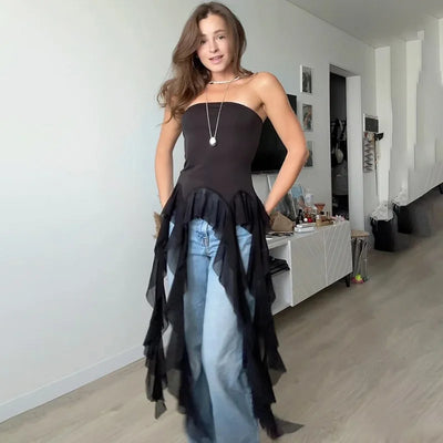 Sexy Off Shoulder Crop Tops Spring Summer Halter Sleeveless Streetwear Y2K White Solid Tank Top Casual Evening Party Club Tees - Smarsty