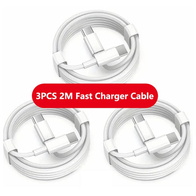 3PCS PD 100W USB C to USB Type C Cable Fast Charge Data Cable For Iphone 15 15Pro Huawei Samsung Xiaomi Data Line White 1M 2M - Smarsty