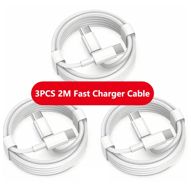 3PCS PD 100W USB C to USB Type C Cable Fast Charge Data Cable For Iphone 15 15Pro Huawei Samsung Xiaomi Data Line White 1M 2M - Smarsty
