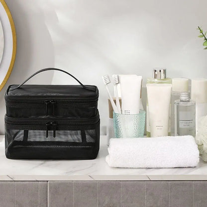 Transparent Mesh Travel Cosmetic Bag With Large Capacity - Smarsty