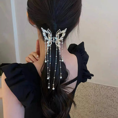 Korean Pearl Butterfly Hair Claw Clip For Women Stylish - Smarsty
