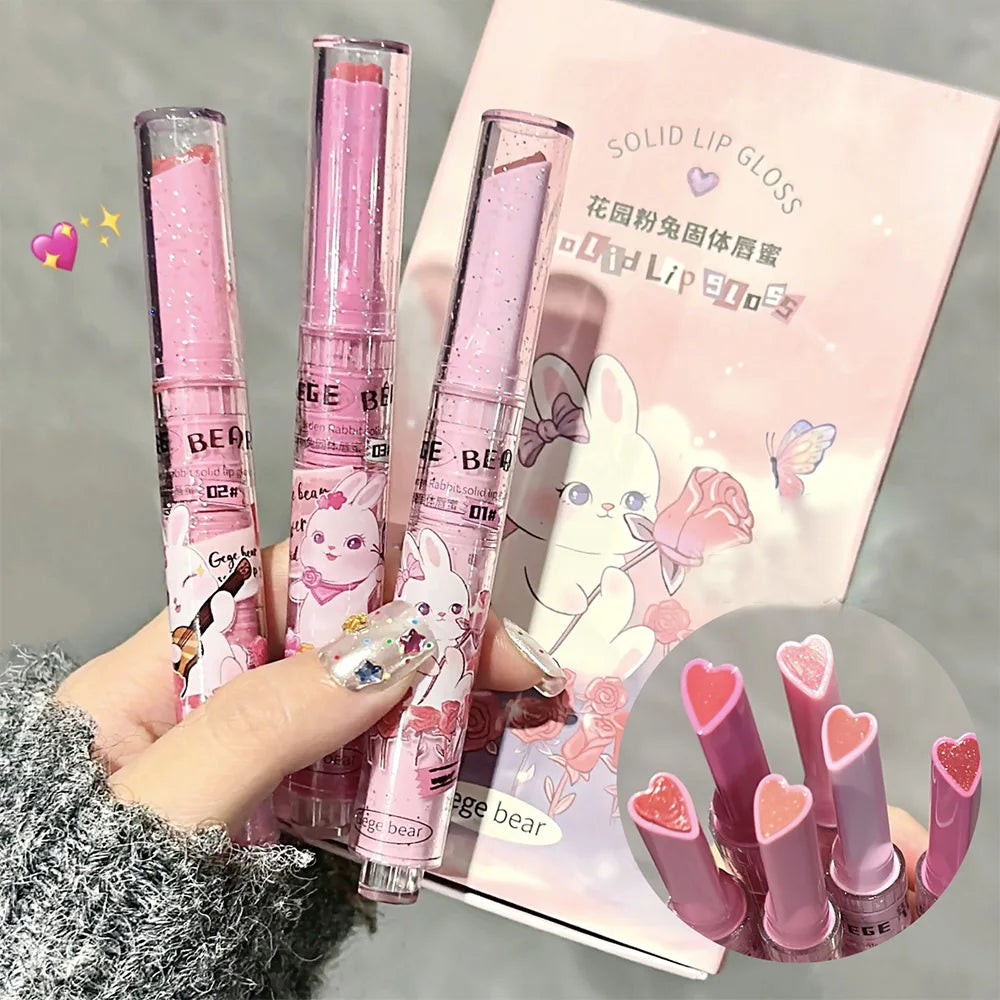 Gege Bear Pink Rabbit Moisturizing Lip Gloss Balm - Smarsty