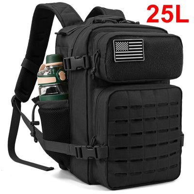 25L/45L Tactical Backpack for Men and Women Outdoor Survival Bug Out Bag Small School Rucksack Hking with Bottle Holder - Smarsty