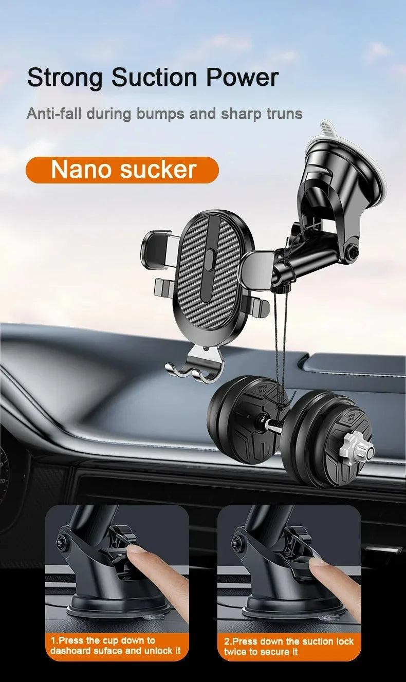 Car Phone Holder Gravity Clamp With Dashboard Sucker Mount - Smarsty