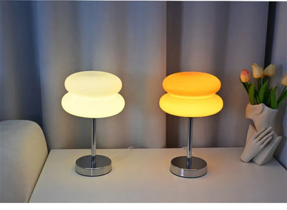 Trichromatic Dimming Macaron Glass Table Lamp for Cozy Bedrooms - Smarsty