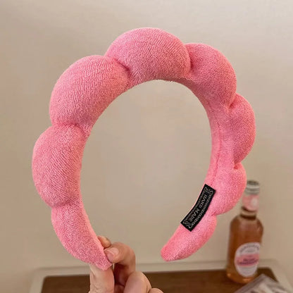 Soft Puffy Sponge Headband For Makeup Retro Terry Cloth - Smarsty