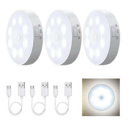 Motion Sensor LED Night Light USB Rechargeable for Cabinets - Smarsty