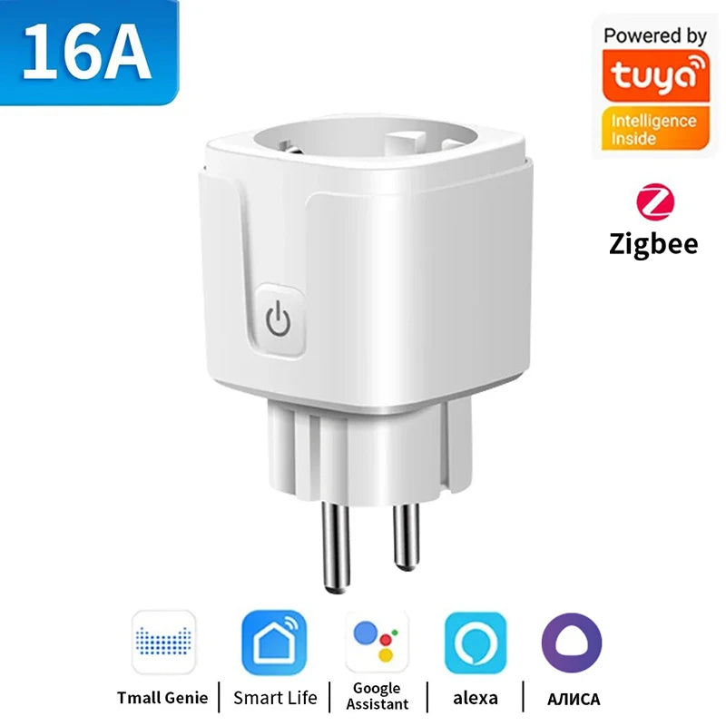 TNCE TUYA Smart Plug WiFi or Zigbee3.0 Socket EU 16A/20A Power Monitor Timing Function Voice Control Work With Alexa Google Home - Smarsty