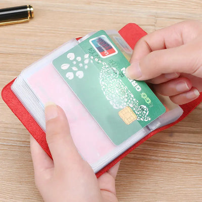 24 Bits Credit Card Holder Business Bank Card Pocket PU Large Capacity Card Cash Storage Clip Organizer Case ID Holder Pouch - Smarsty
