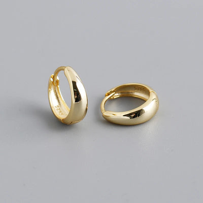 925 Sterling Silver Wide Gothic Huggies Hoop Earrings - Smarsty