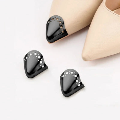 Women High Heel Metal Toe Cap Wear and Tear Concealer Anti-kicking Leather Shoes Point Protector Flat Shoe Tips Cap Accessorices - Smarsty