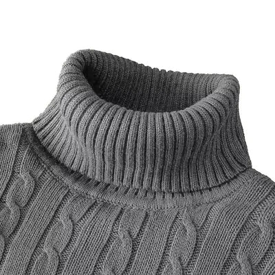 New Turtleneck Sweater Casual Men's Rollneck Knitted Sweater Keep Warm Men Jumper Woolen Sweater - Smarsty