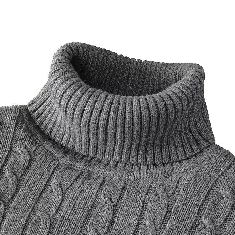 New Turtleneck Sweater Casual Men's Rollneck Knitted Sweater Keep Warm Men Jumper Woolen Sweater - Smarsty
