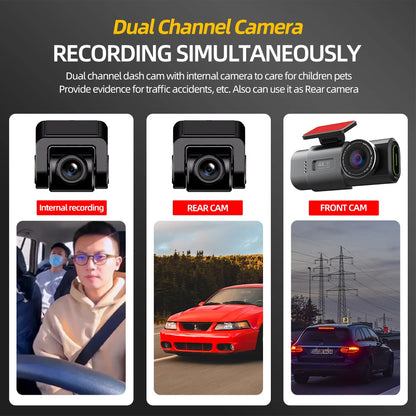 4K Dash Cam Dual Lens Night Vision With GPS VideoRecording - Smarsty