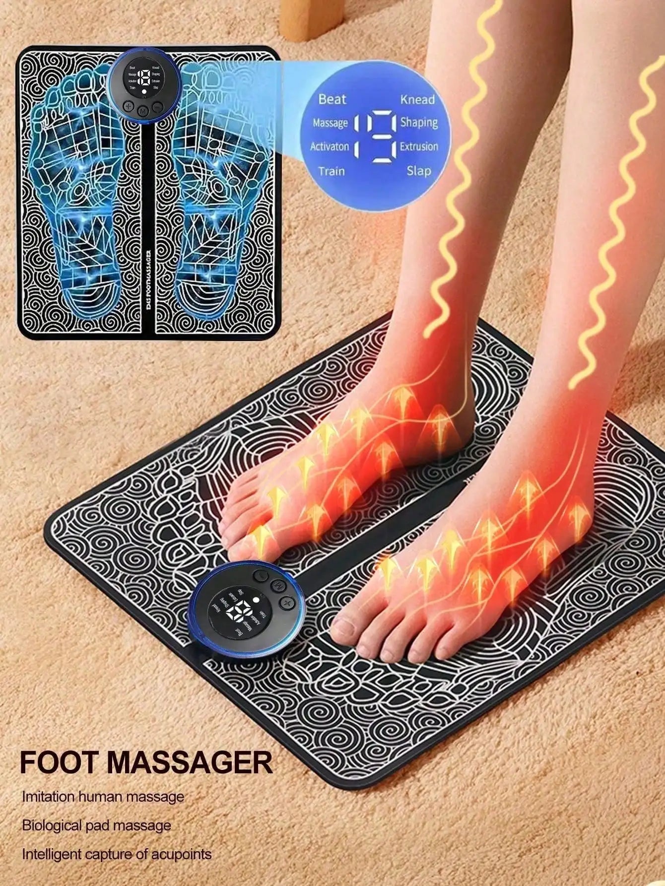 Rechargeable EMS Foot Massager for Enhanced Blood Circulation - Smarsty