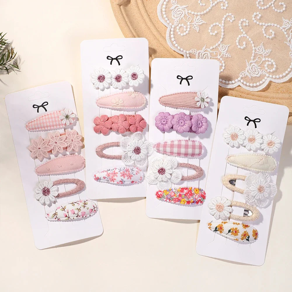5Pcs Floral Hair Clips Set for Girls - Smarsty