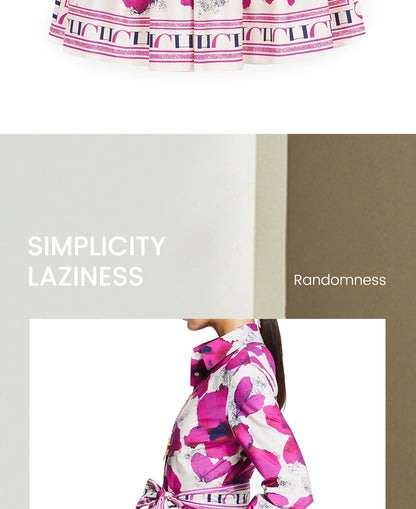 CHCH Women's Dress New Long sleeved Shirt Long Skirt Flower Print Party Dress - Smarsty