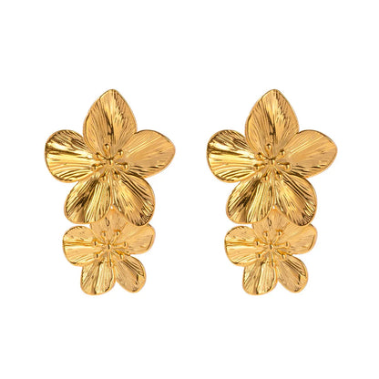 Vintage Gold Flower Drop Earrings for Women Stylish Design - Smarsty