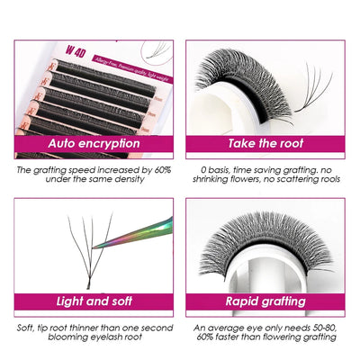 FADVAN 4D W Shape Eyelash Extensions Natural Volume Fans - Smarsty