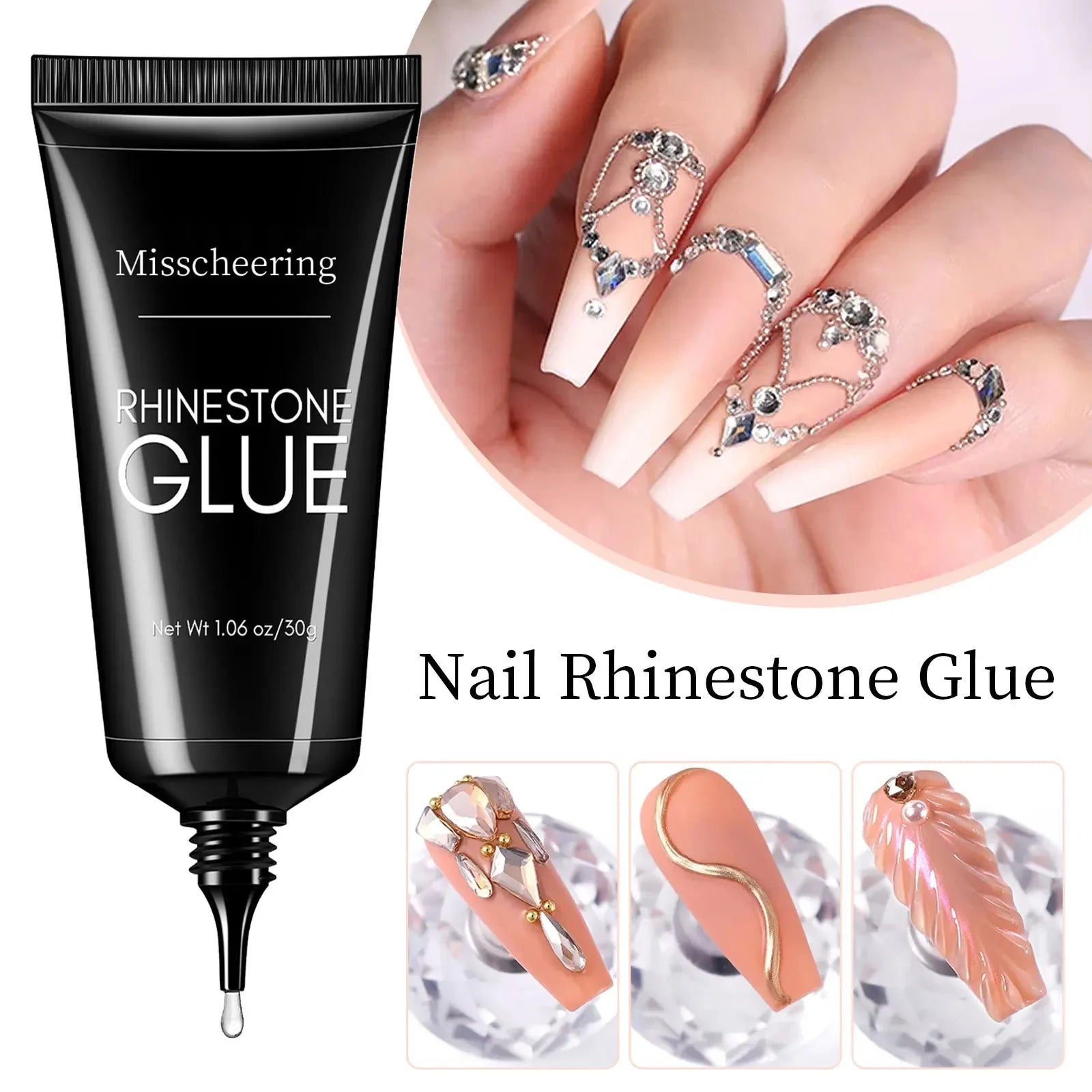 30g Nail Rhinestone Glue for Nails Super Strong Gel Nail Glue for Nail Charm 3D Nails Bling Gel Decoration Gem Nail Art Diamonds - Smarsty