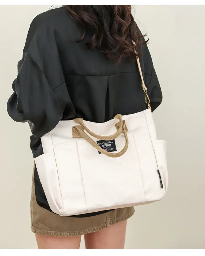 Canvas Ladies Bag Large Capacity Shoulder Tote For Students - Smarsty