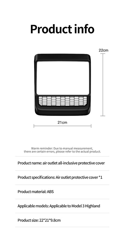 Rear Center Console Air Vent Cover Dust Shield for EV - Smarsty
