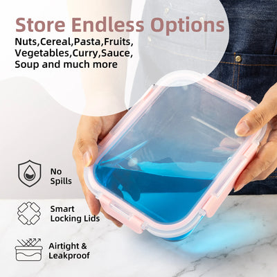 16-Piece Glass Food Storage Containers Set, Leakproof Airtight BPA-Free, Microwave & Oven Safe, Stackable Kitchen Organizers wit