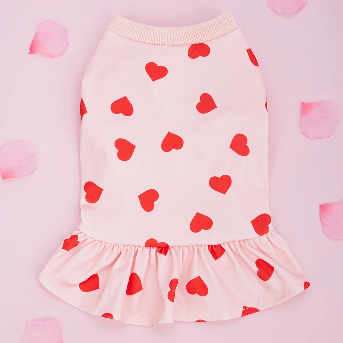 Valentines Day Dog Sweater Dress with Heart Pattern - Smarsty
