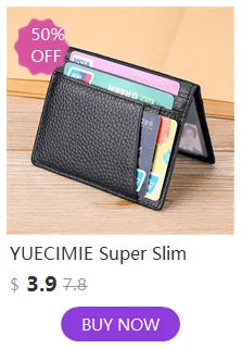 YUECIMIE Super Slim Soft Wallet Genuine Leather Mini Credit Card Holder Wallets Purse Thin Small Card Holders Men Wallet - Smarsty