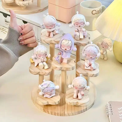 Wooden Display Riser Stand Organizer Shelf Stand for Toys and Dolls Figure Display Cabinet Cute Dolls Storage Rack Decoration by Smarsty