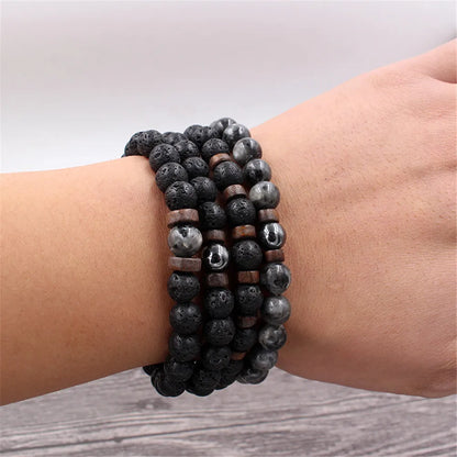 Volcanic Stone Bracelet for Men with Buddha Charm - Smarsty