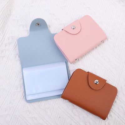 24 Bits Credit Card Holder Business Bank Card Pocket PU Large Capacity Card Cash Storage Clip Organizer Case ID Holder Pouch - Smarsty