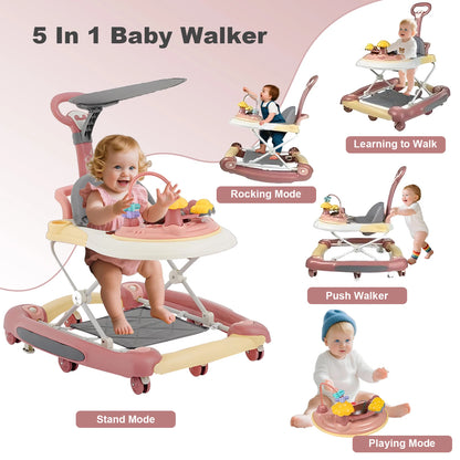 Baby Walkers With Universal Wheel Anti-Roll Anti O-Leg Walker Handcart Learning Start Walker Foldable Multifunction