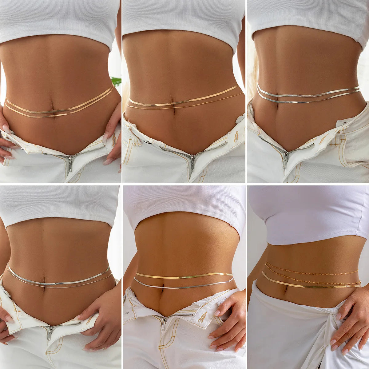 Double Layer Metal Snake Chain Belly Waist Jewelry - Smarsty