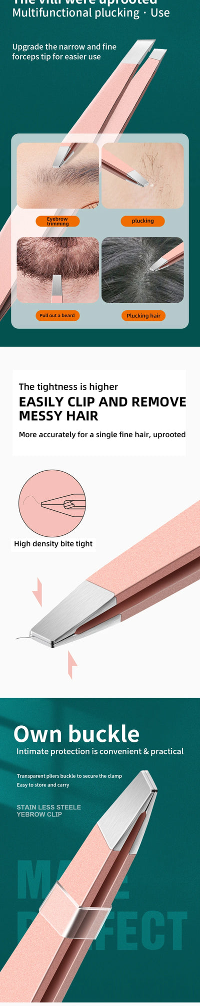 Ouriner Stainless Steel Eyebrow Tweezers Set for Precision Hair Removal - Smarsty