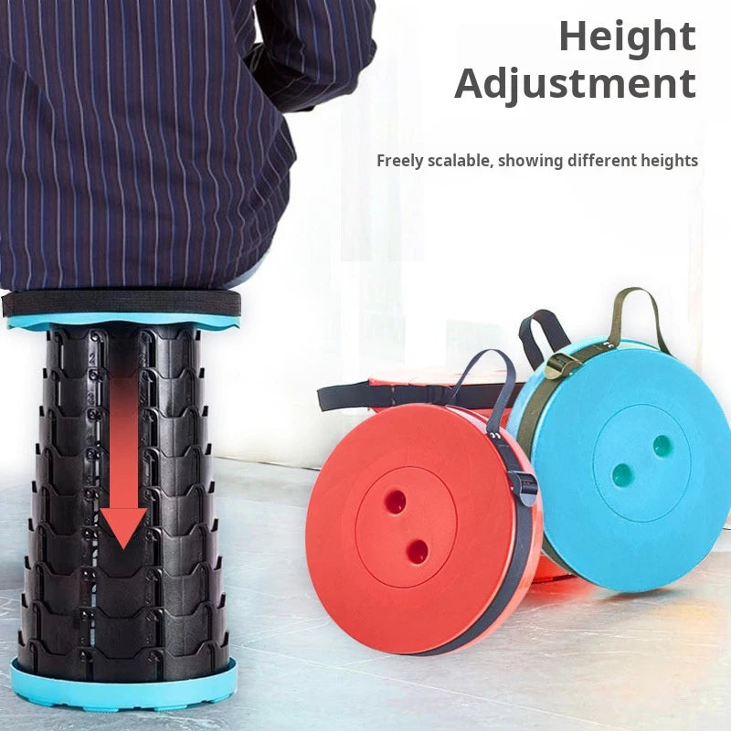 Folding Stool Outdoor Portable Chair Retractable Adjustable Bench Camping, Fishing Multi-scene Applicable