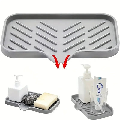 Sink Silicone Tray With drain Soap Sponge Storage Holder Countertop Sink Scrubber Brush Storage Rack Kitchen Organizer by Smarsty