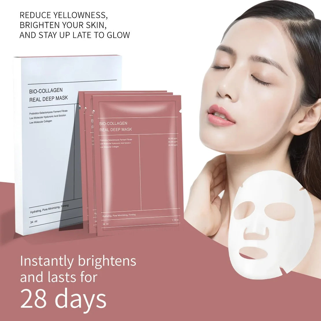 Bio Collagen Face Mask for Deep Hydration and Brightening - Smarsty