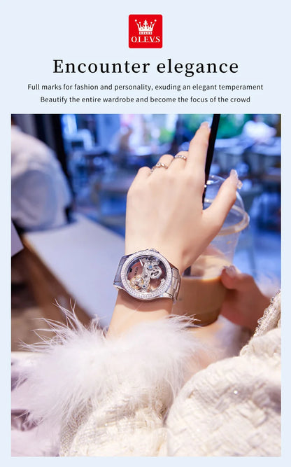 OLEVS Luxury Women's Automatic Mechanical Watch with Diamonds - Smarsty