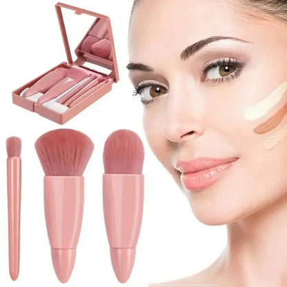 Travel Size Makeup Brushes Set with Case and Mirror - Smarsty