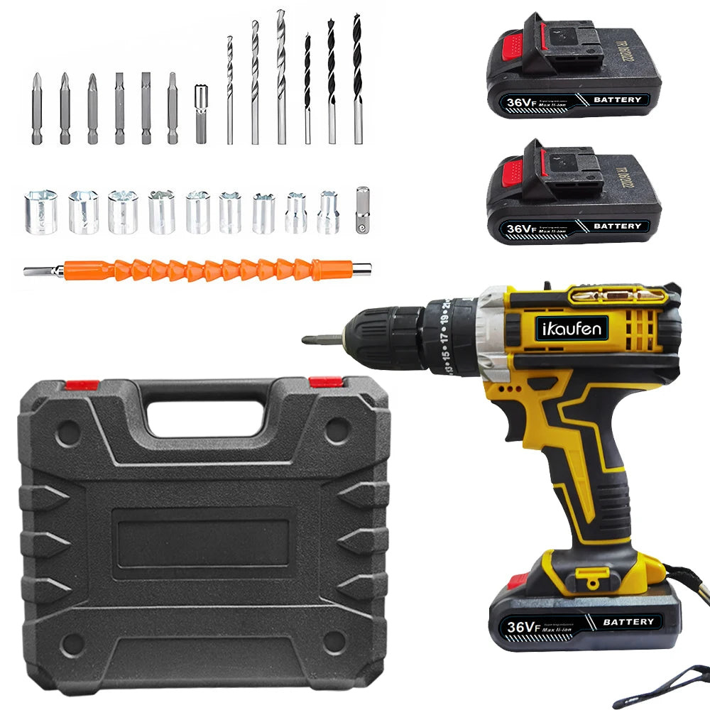 Multifunctional 21V rechargeable impact drill lithium battery cross-border flashlight gun drill electric screwdriver electric dr